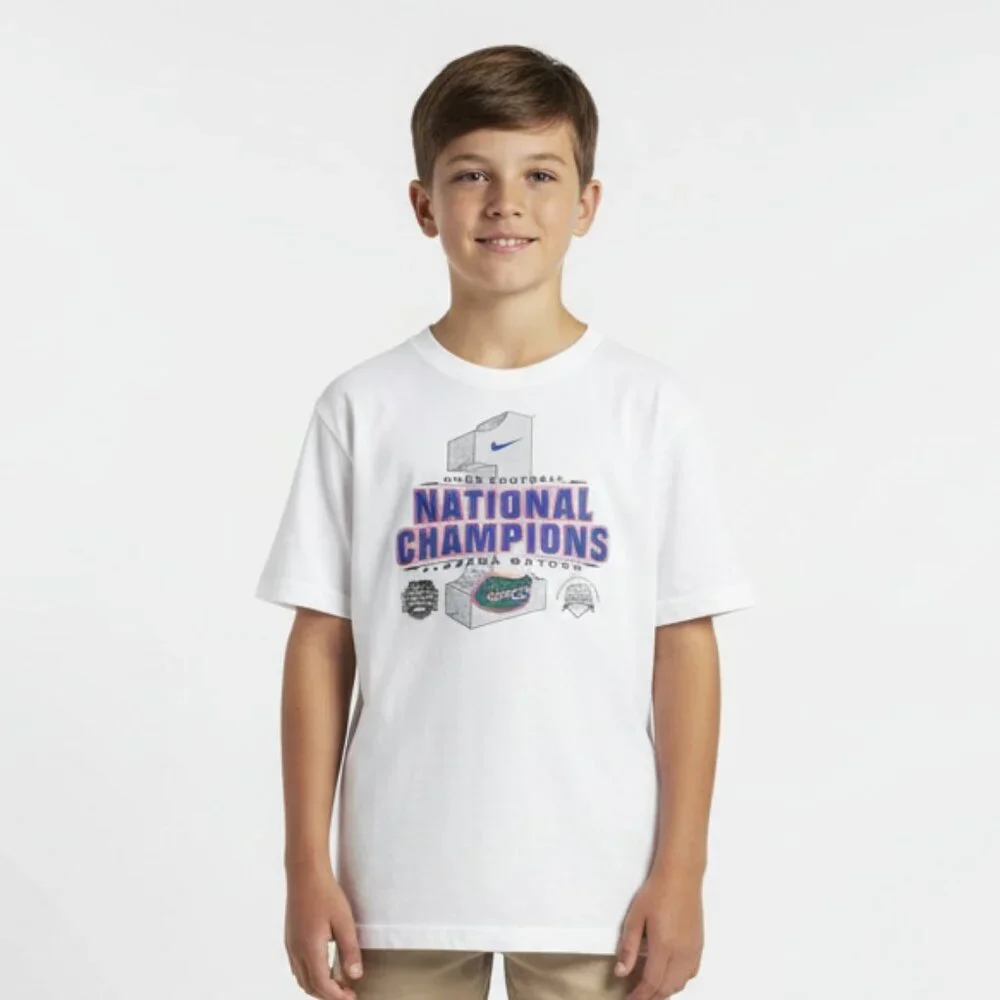 Nike Florida Gators Youth T-Shirt Size Medium 2008 National Champions NCAA Short